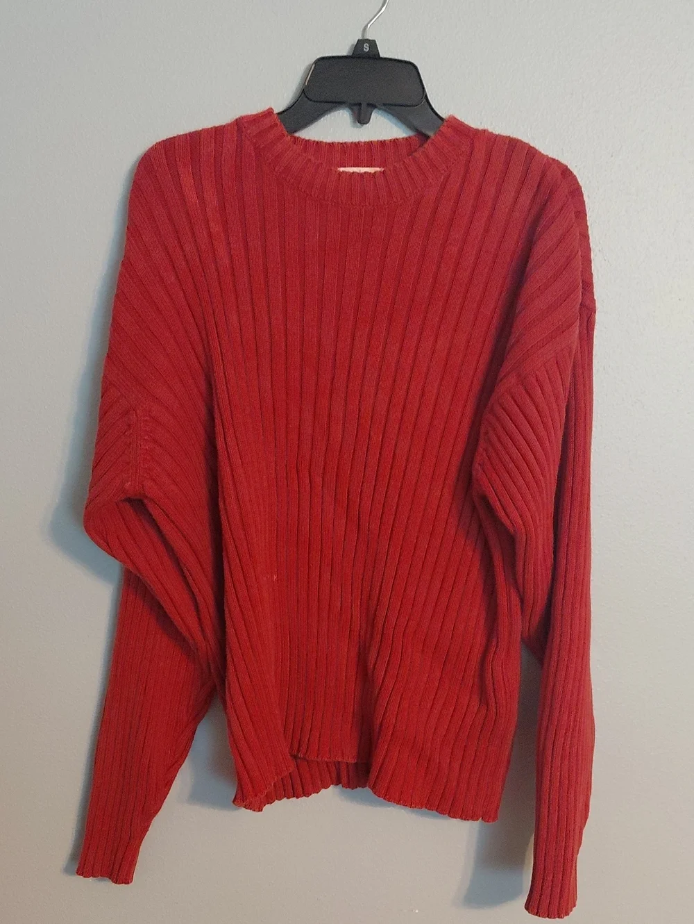 J. Crew Men's Ribbed Red Crewneck Sweater